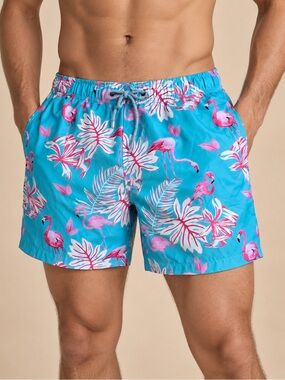 Vintage Summer Flamingo Tropical Swim Trunks Men's M